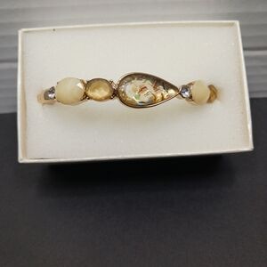 ANNE KLEIN Semiprecious Stones & Rhinestone Goldtone Bracelet NIB